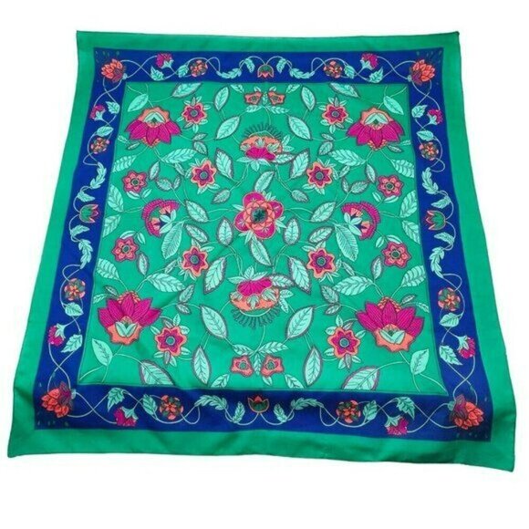 Scarf Handkerchief Tablecloth Bandanna Big 30” Square Flower Boho Hippie Retro - Picture 2 of 12